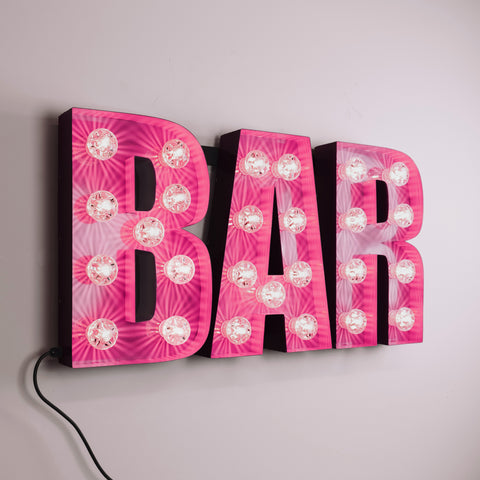 Neon Pink BAR Sign – Steel Fairground Style LED Letter Sign