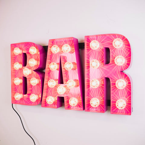 Neon Pink BAR Sign – Steel Fairground Style LED Letter Sign