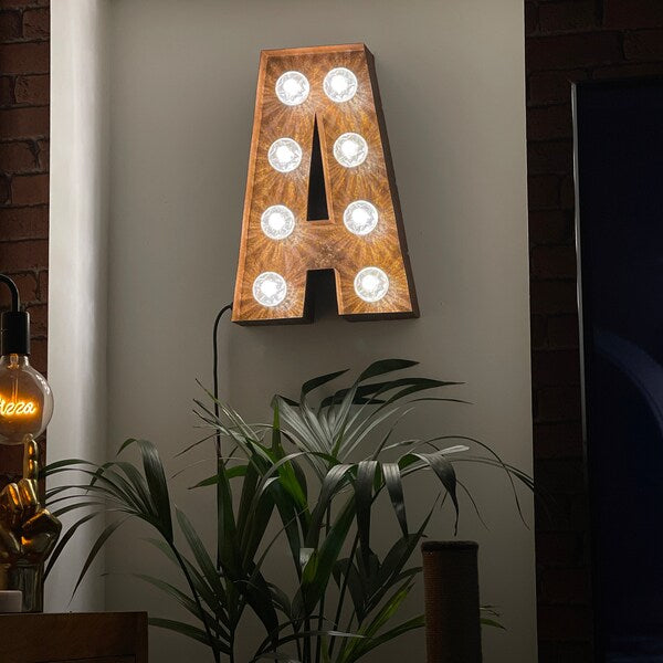 50cm Rustic Metal Letter Light | Fairground-Style Vintage Marquee Letter