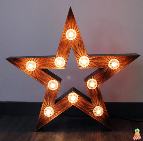 Americano Marquee Star Light – Rustic Metal Bulb Sign (75cm)