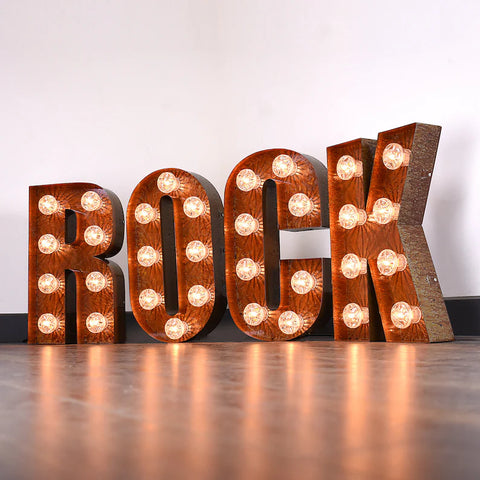 50cm Rustic Metal Letter Light | Fairground-Style Vintage Marquee Letter