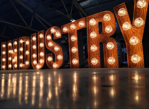 50cm Rustic Metal Letter Light | Fairground-Style Vintage Marquee Letter