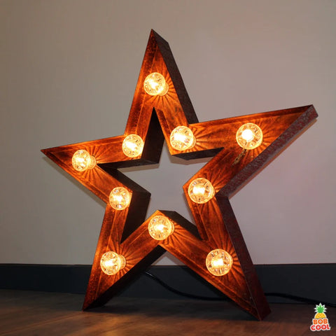 Americano Marquee Star Light – Rustic Metal Bulb Sign (75cm)