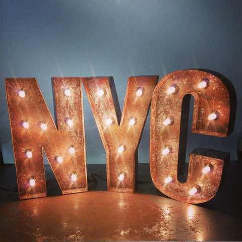 50cm Rustic Industrial Metal Letter Lights | Vintage Marquee Sign Decor