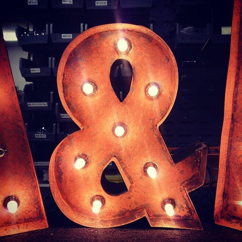 50cm Rustic Industrial Metal Letter Lights | Vintage Marquee Sign Decor